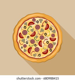 Italian pizza icon. Flat illustration of pizza vector icon for web