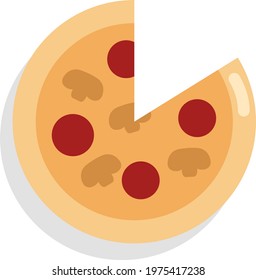 Italian pizza, icon illustration, vector on white background