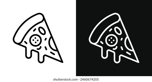 Italian Pizza Icon Set. Cheese and Mushroom Slice Vector Symbol.