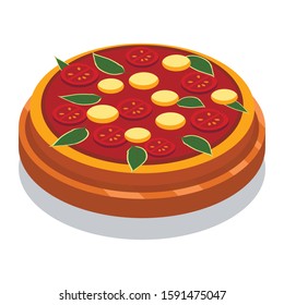 Italian pizza icon. Vector isometric picture.