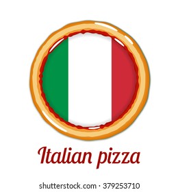 Italian pizza illustration. Italian flag symbol