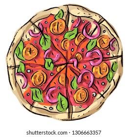 Italian pizza illustration, pizzeria