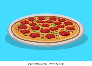 Italian Pizza Isolated on white background Vector Design