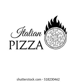 Italian Pizza Label. Badge Pizzeria. Design Elements Vector Illustration. Isolated