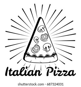 Italian Pizza Label. Badge Pizzeria. Design Elements Vector Illustration. Isolated on white background