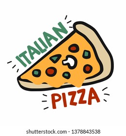 Italian pizza logo drawing vector illustration