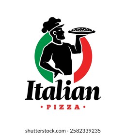 Italian pizza logo vector design