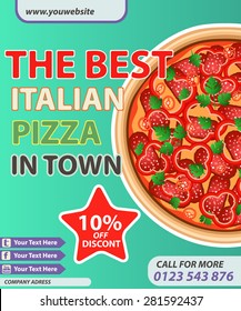 Italian Pizza Modern Discount Poster. Vector Illustration Can Be Used For Food Menu Or Street Food Posters Design, Prints, Web And Other Crafts.