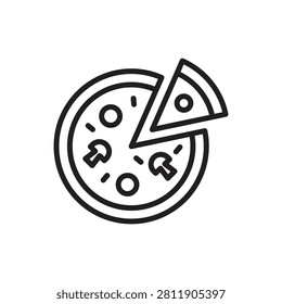 Italian Pizza Outline Icon Vector Illustration