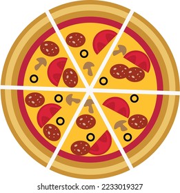 italian pizza pepperoni vector isolated