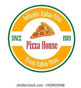 Italian pizza restaurant logo template. Italian pizza house logo design.