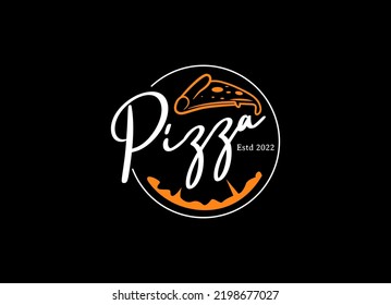 Logo de diseño de estilo vintage del restaurante de pizza italiano. símbolos para la comida y la bebida y restaurantes.