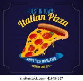 Italian Pizza retro poster background. for restaurant illustration advertising design or restaurant business.
