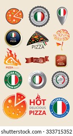 Italian Pizza Seal Collection, Restaurant Illustration icon (Vector Art)