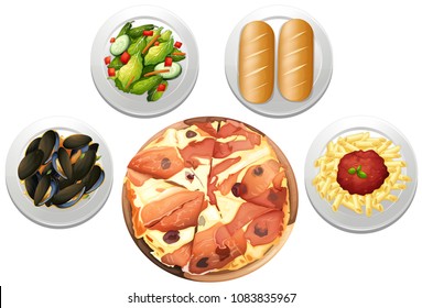 An Italian Pizza Set menu illustration