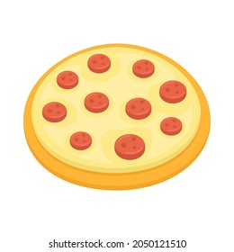 Ilustración del icono Emoji con un signo de pizza italiano. Símbolo del vector de alimentos Pizzeria Diseño de imágenes de diseño de dibujos animados Signo de historieta.