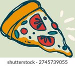 Italian pizza slice hand drawn