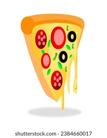 Italian pizza slices with melted cheese vector illustration.
