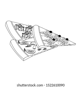 italian pizza slices over white background, vector illustration