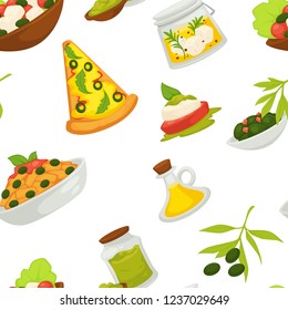 Italian pizza slices, traditional meal, dish of Italy with cheese vector.