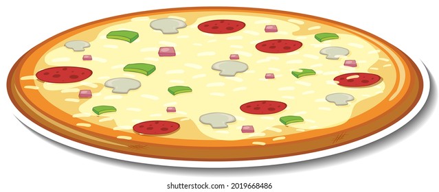 Italian pizza sticker on white background illustration