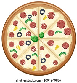 An Italian Pizza From Top View illustration