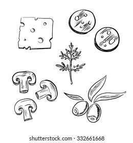 Printable Pizza Toppings Clipart Black And White img dink