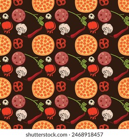Italienische Pizza-Variation nahtloses Vektorgrafik-Muster-Design