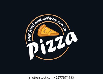 Italian pizza vector logo for restaurant and fast food. Delivery service pizza