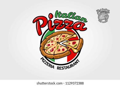 Italian Pizza Vector Logo Template for restaurant, fast food, delivery, trattoria, bistro, catering and Italian food related businesses. 