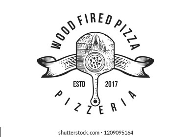 italian pizza, wood fired logo Designs Inspiration Isolated on White Background