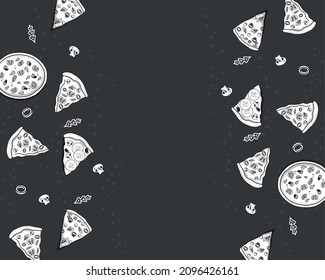 icono del marco de borde de pizzas italianas