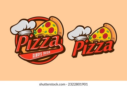 italian pizzeria sign logo emblem, sticker, badge template Vector vintage retro for cafe, restaurant or food delivery service. suitable for use for the pizza company inspiration business.