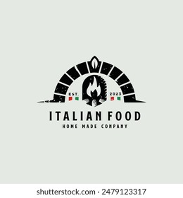 Logotipo de Vector de pizzería italiana. fondo blanco