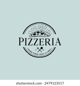 Logotipo de Vector de pizzería italiana. fondo blanco