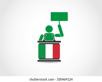 Italian Podium Vote Speech Protest