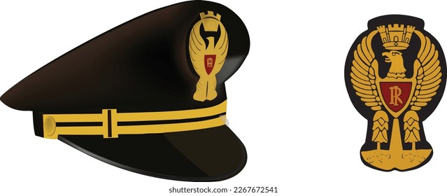 Italian police hat headgear with frieze-