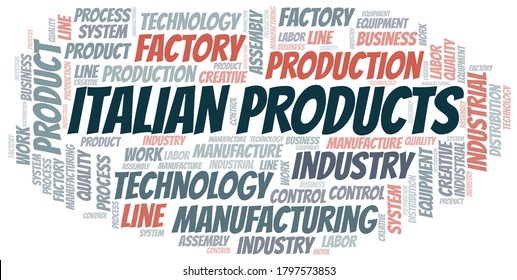 Italian Products word cloud create with text only.