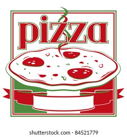 Italian Red And Green Pizza Box Cover Design Template - Vector