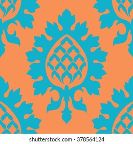 Italian renaissance brocade damask inspired pattern seamless vector background tile
