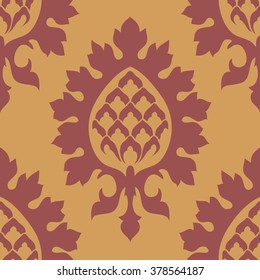 Italian renaissance brocade damask inspired pattern seamless vector background tile
