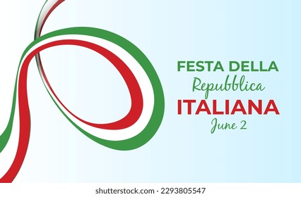 Italian republic day, 2th June, festa della repubblica Italiana, bent waving ribbon in colors of the Italian national flag. Celebration background