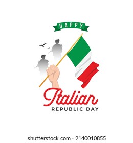 Plantilla de diseño de banner para el día de la república italiana. Celebraciones del Día Nacional de la Bandera Italiana