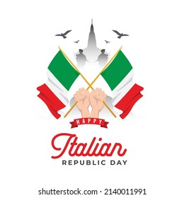 Italian republic day banner design template. Italian flag national day celebrations