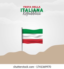 Italian Republic Day. Celebrated annually on June 2 in Italy. Happy national holiday of freedom. Italy flag. Patriotic poster design. Vector illustration