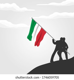 Italian Republic Day. Celebrated annually on June 2 in Italy. Happy national holiday of freedom. Italy flag. Patriotic poster design. Vector illustration