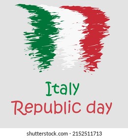 Italian Republic Day, june 2 greeting card with national flag of Italy. Vector Illustration. Holiday background with grunge watercolor. Template for poster, banner, flyer, invitation, etc.