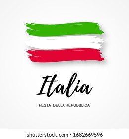 Italian Republic Holiday. Brush stroke. Vector illustration on white background. Independence Day. Vector