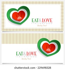 Italian restaurant logo, italian hearts logo