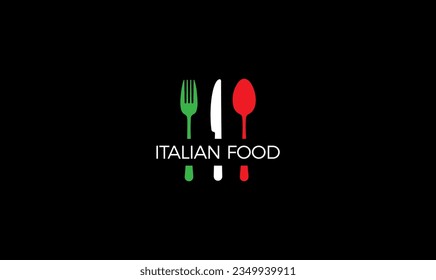 Pasos vectoriales del logotipo de un restaurante italiano.